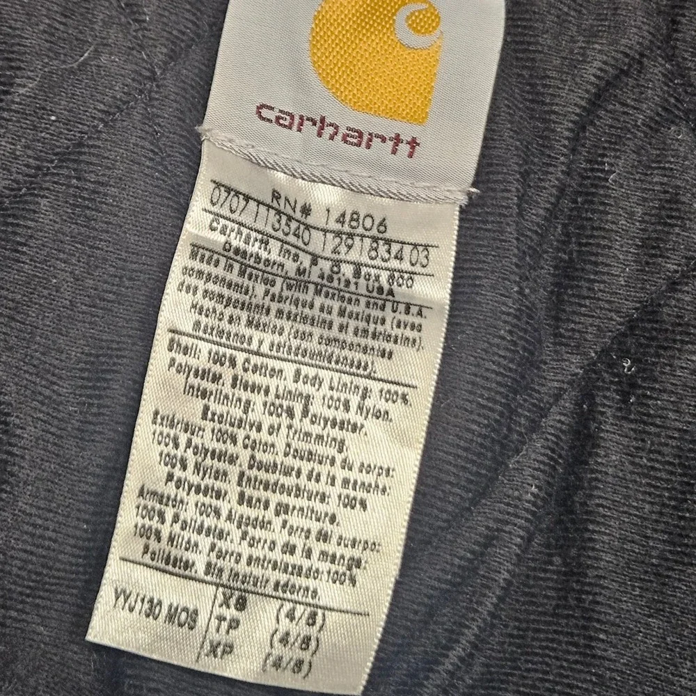 Carhartt Youth Traditional Blanket Lined Canvas Hooded Jacket Dark Gray XS 4-5‎